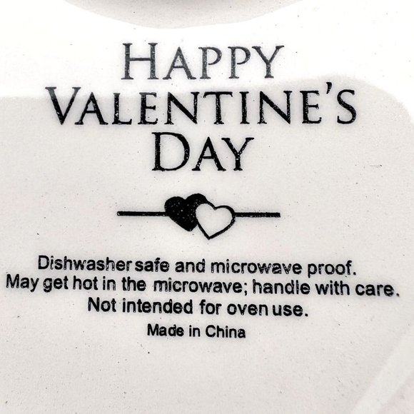 Happy Valentine's Day Set of 2 Heart Bowls  6.5 x 6 Blue White - Picture 4 of 6